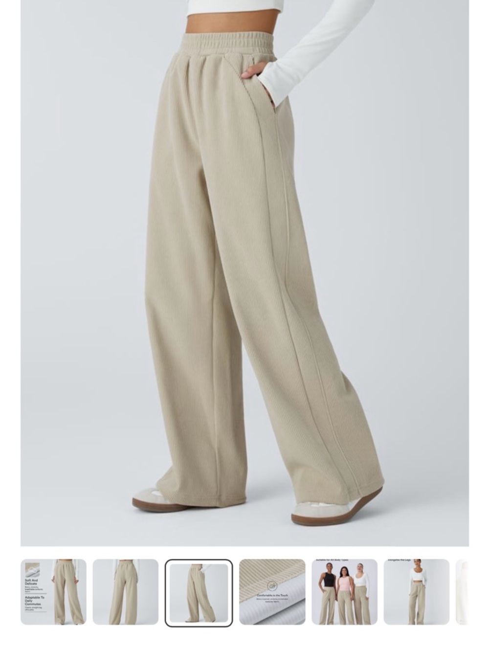 HALARA High Waisted Pocket Straight Leg Mop Corduroy Casual Pants